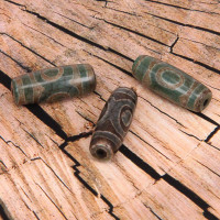 BDZ001-01R Тибетская бусина Дзи, натуральный агат, 1 шт, размер 29~30,5x9~12мм