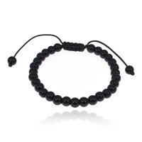 BJBS-368-02 Браслет из чёрного агата, 6мм