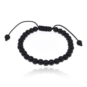 BJBS-368-02 Браслет из чёрного агата, 6мм