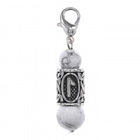 BKC1-23 Брелок-амулет с руной Леля из нерж.стали, Кахолонг