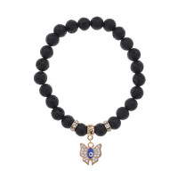 BS-CR-0159 Браслет Бабочка (свобода и счастье) нат.камень Лава 8мм