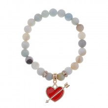 BS-CR-1106 Браслет Сердце со стрелой (любовь) нат.кам. Амазонит 8мм