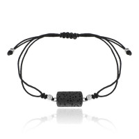 BS703 Браслет с бусиной из лавы, цвет чёрный