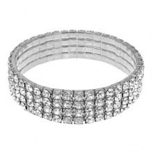 BS784-01 Браслет со стразами, цвет серебряный, 1,5см