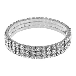 BS784-03 Браслет со стразами, цвет серебряный, 1cм