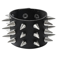 BS796 Браслет из искусственной кожи с шипами, 22см