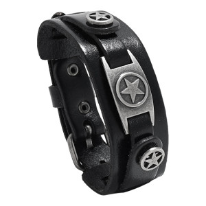 BS843 Кожаный браслет Звезда, 25х3см, цвет чёрный