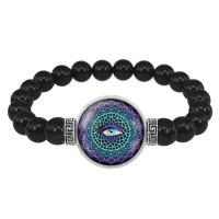 BSBA-122 Браслет из чёрного агата Мандала Защиты от сглаза