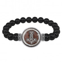 BSBA-155 Браслет из чёрного агата Молот Тора