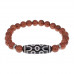 BSDS8-04-01 Браслет с 7-глазой бусиной Дзи и синт.камнем Коричневый авантюрин
