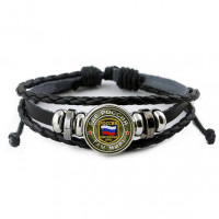 BSK-0238 Кожаный браслет Где Россия, там мир