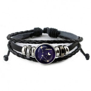 BSK-0315 Кожаный браслет Знаки Зодиака - Рак