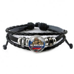 BSK-0388 Кожаный браслет За Россию порву!