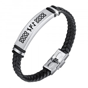 BSKR1-877 Кожаный рунический браслет Преодоление кризиса