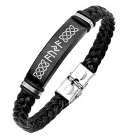 BSKR4-806 Кожаный рунический браслет Счастье, удача, успех