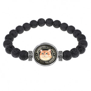 BSL-0068 Браслет из лавы 8мм Кот (делаю, что хочу)