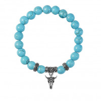 BSPE-07-2076 Браслет Череп быка (сила, мужество, защита), Бирюза