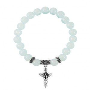 BSPE-22-33 Браслет Кадуцей (здоровье, бизнес, гармония), Лунный камень
