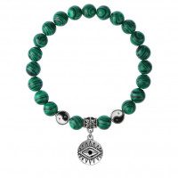 BSPE1-10-3007 Браслет Глаз (от сглаза и порчи), Малахит 8мм