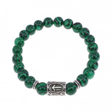 BSRD-20-12 Браслет с руной Тейваз и синт.камнем Малахит