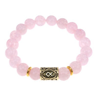 BSRF-12-15 Браслет с руной Одал и нат.камнем Розовый кварц