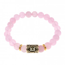 BSRG-14-15 Браслет с руной Перт и нат.камнем Розовый кварц