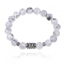 BSRC-14-07 Браслет с руной Перт и нат.камнем Кахолонг 10 мм