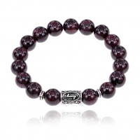 BSRC-22-06 Браслет с руной Эйваз и нат.камнем Гранат 10 мм