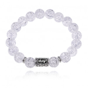 BSRC-22-16 Браслет с руной Эйваз и синт.камнем Сахарный кварц 10 мм