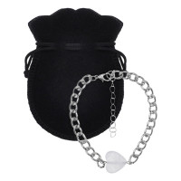 BSS-13 Браслет цепь нерж.сталь с Сердцем из нат.камня Горный хрусталь
