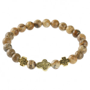 BSVE2-07 Браслет Спаси и сохрани с нат.камнем Коричневая яшма