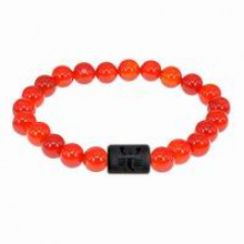 BSZE06-08 Браслет Скорпион (Шунгит) с нат.камнем Сердолик 8мм