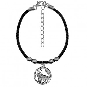 BZ7-07 Плетёный браслет Волк (защита, сила, победа)