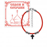 KB2-010 Браслет с подвеской Крест, шунгит
