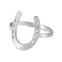 KL538-08 Кольцо Подкова, цвет серебряный, размер 8