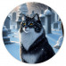 KM0436 Коврик для мыши Кот на кладбище, d.20см