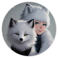 KM0675 Коврик для мыши Аниме девушка кицунэ, d.20см