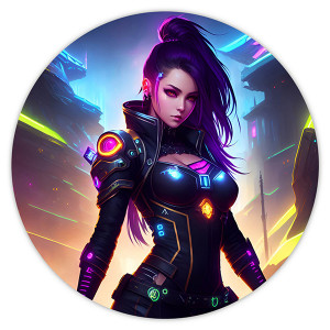 KM0687 Коврик для мыши Киберпанк аниме девушка, d.20см