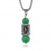 KULC-10 Кулон-амулет с руной Нужда из нерж.стали, Нефрит