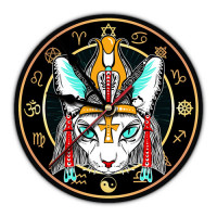 MCH088 Часы настенные Египетская кошка 20см, пластик