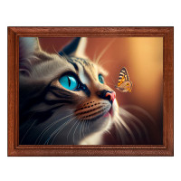 POSG-0309 Постер в рамке 23x17см Кошка и бабочка