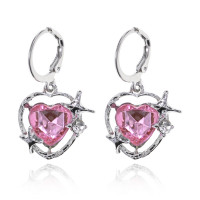 SE281 Серьги Звёзды и сердце, 30х15х10мм