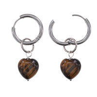 SEC-02-03 Серьги Сердце с нат.камнем Тигровый глаз