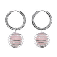 SEC-08-12 Серьги Конго с нат.камнем Розовый кварц