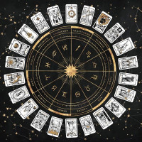 SK023 Скатерть для гадания Знаки Зодиака и карты Таро, 50х50см
