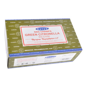 Сатия-15-BL Блок благовоний Green Citronella (Зеленая цитронелла) 12 упаковок по 15 грамм