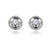 UD123-s Серьги со стразами, 10х10х10мм, цвет серебряный