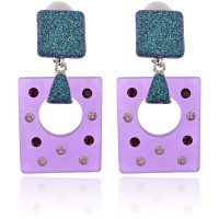UD137-p Серьги-клипсы Геометрия, цвет фиолетовый