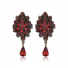 UD334 Серьги-клипсы Георгина, 6х2,5см, цвет красный