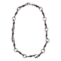 UG256-01 Колье, 45см, цвет коричневый/серебряный